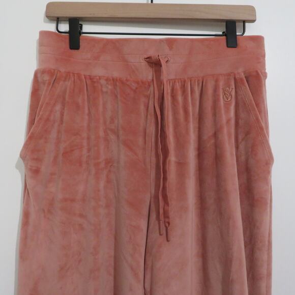 Victoria's Secret On Point Womens Sz L Pink Orange Velour Sweater Jogger Set - Picture 9 of 11